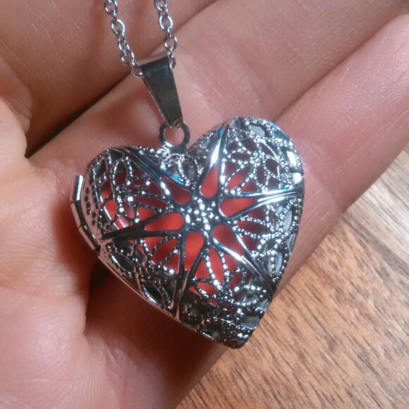 Openable Heart Stainless Steel Pendant Necklace - Picture 2 of 15